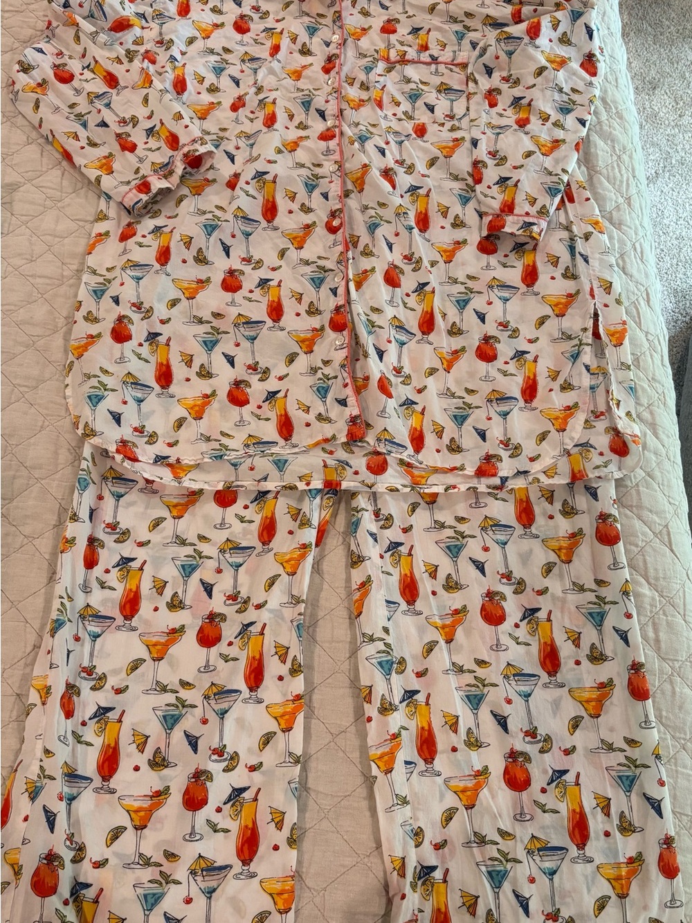Fun women’s Cocktail Print Pajama Set XL